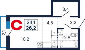Студия квартира, вторичка, 26м2, 7/7 этаж
