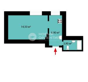 1-к квартира, вторичка, 25м2, 3/3 этаж