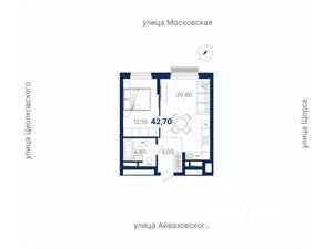 1-к квартира, вторичка, 43м2, 14/30 этаж