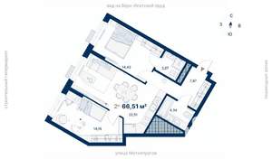 2-к квартира, вторичка, 67м2, 24/31 этаж