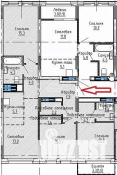 3-к квартира, сданный дом, 81м2, 3/9 этаж