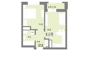 1-к квартира, вторичка, 38м2, 25/26 этаж