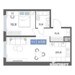 1-к квартира, строящийся дом, 48м2, 5/25 этаж