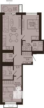 2-к квартира, вторичка, 69м2, 2/18 этаж