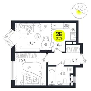 2-к квартира, вторичка, 37м2, 10/27 этаж