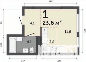 Студия квартира, строящийся дом, 24м2, 10/30 этаж