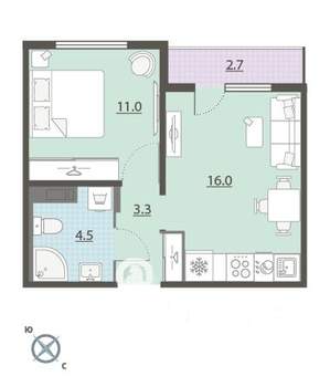 1-к квартира, вторичка, 36м2, 10/24 этаж