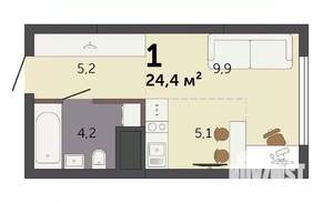 Студия квартира, строящийся дом, 24м2, 3/32 этаж