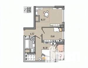 2-к квартира, строящийся дом, 53м2, 25/31 этаж