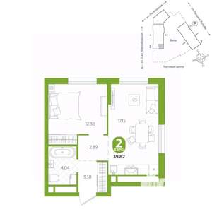 2-к квартира, вторичка, 40м2, 21/24 этаж