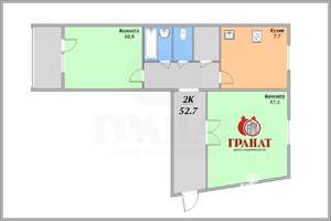 2-к квартира, вторичка, 53м2, 4/9 этаж