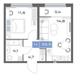 1-к квартира, вторичка, 39м2, 9/20 этаж