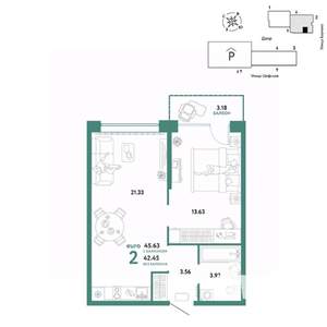 2-к квартира, вторичка, 46м2, 7/24 этаж