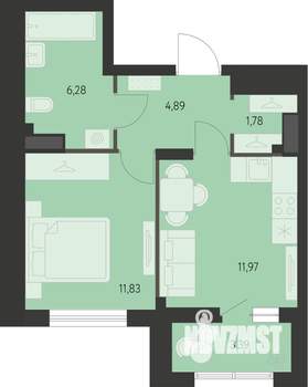 1-к квартира, вторичка, 38м2, 5/21 этаж