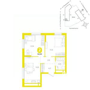 2-к квартира, вторичка, 55м2, 8/24 этаж