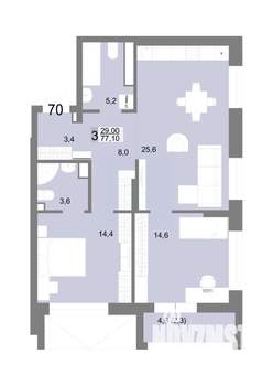 3-к квартира, вторичка, 77м2, 12/25 этаж