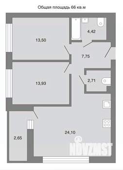 2-к квартира, вторичка, 66м2, 2/19 этаж