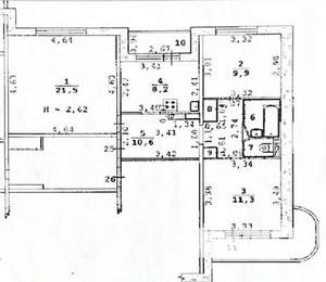 3-к квартира, вторичка, 66м2, 6/16 этаж