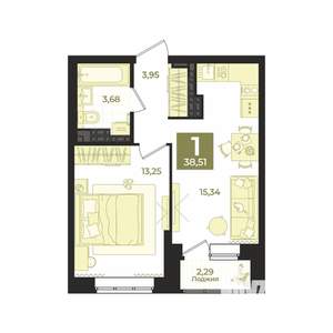 1-к квартира, вторичка, 39м2, 19/23 этаж