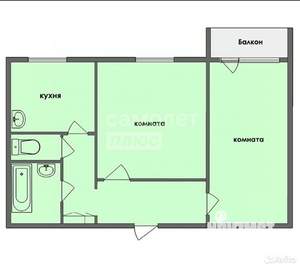 2-к квартира, вторичка, 52м2, 2/9 этаж
