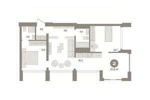 2-к квартира, вторичка, 72м2, 21/24 этаж