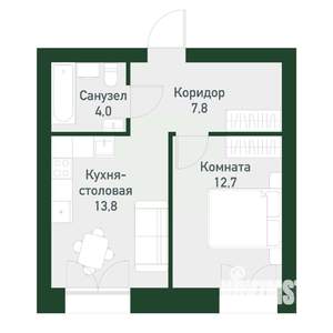 1-к квартира, вторичка, 39м2, 4/4 этаж