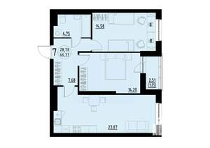 2-к квартира, строящийся дом, 66м2, 2/25 этаж