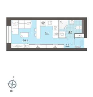 Студия квартира, вторичка, 23м2, 5/32 этаж