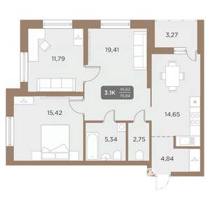3-к квартира, вторичка, 76м2, 7/24 этаж
