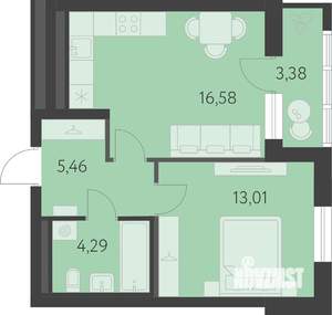 1-к квартира, вторичка, 41м2, 6/16 этаж