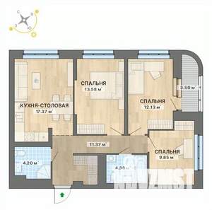 3-к квартира, вторичка, 76м2, 25/25 этаж