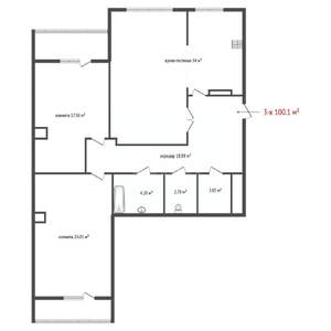 2-к квартира, вторичка, 100м2, 4/10 этаж