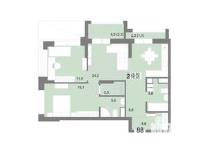 2-к квартира, вторичка, 75м2, 15/25 этаж