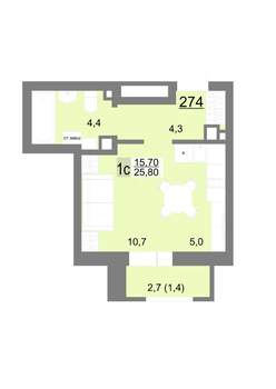 Студия квартира, вторичка, 26м2, 8/18 этаж