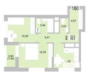 2-к квартира, вторичка, 48м2, 20/24 этаж