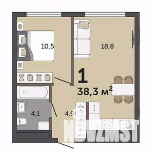1-к квартира, строящийся дом, 38м2, 29/30 этаж