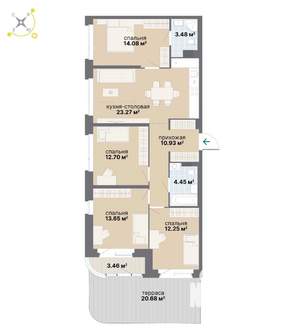 4-к квартира, строящийся дом, 119м2, 2/9 этаж