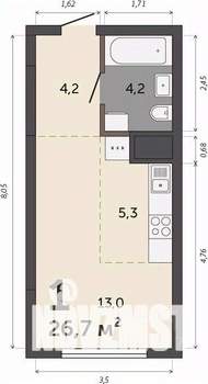 Студия квартира, вторичка, 27м2, 11/30 этаж
