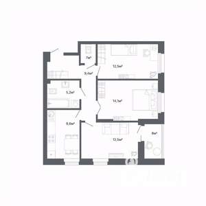 3-к квартира, вторичка, 64м2, 14/15 этаж