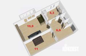 2-к квартира, вторичка, 43м2, 9/9 этаж