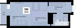 Студия квартира, строящийся дом, 29м2, 19/25 этаж
