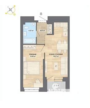 1-к квартира, вторичка, 43м2, 5/30 этаж