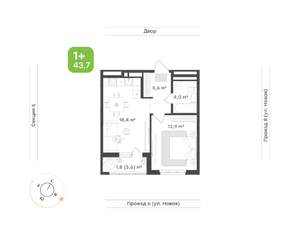 1-к квартира, вторичка, 44м2, 5/17 этаж