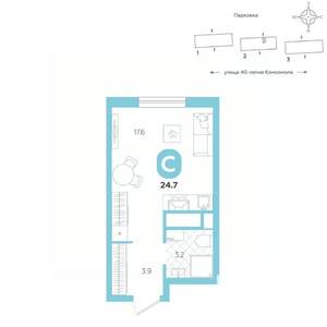 Студия квартира, вторичка, 25м2, 4/20 этаж