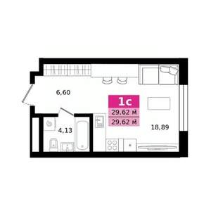 Студия квартира, строящийся дом, 30м2, 13/27 этаж