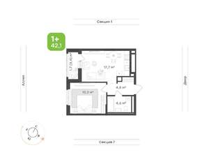 1-к квартира, вторичка, 42м2, 6/9 этаж