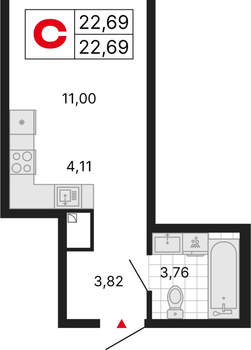 Студия квартира, вторичка, 23м2, 13/25 этаж
