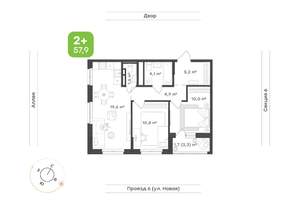 2-к квартира, вторичка, 58м2, 9/17 этаж