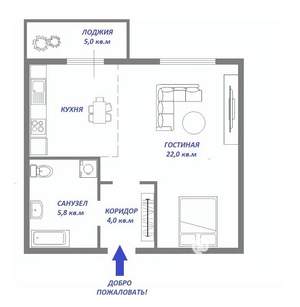 Студия квартира, вторичка, 30м2, 5/11 этаж