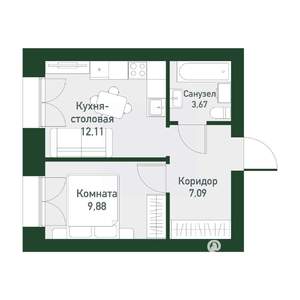 1-к квартира, вторичка, 32м2, 4/4 этаж